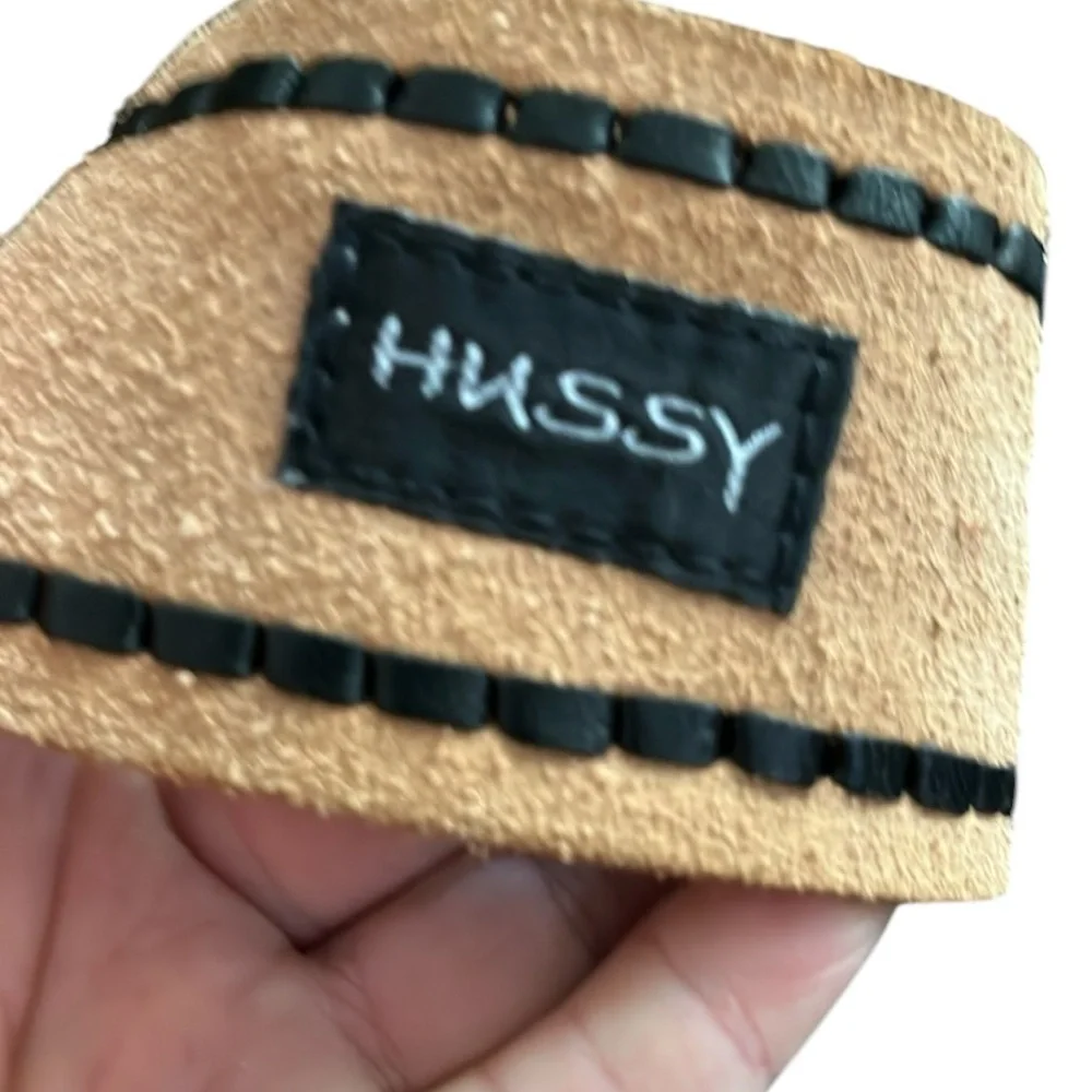 Hussy black & British tan leather belt Tan and Black Woven Belt Gold hardware